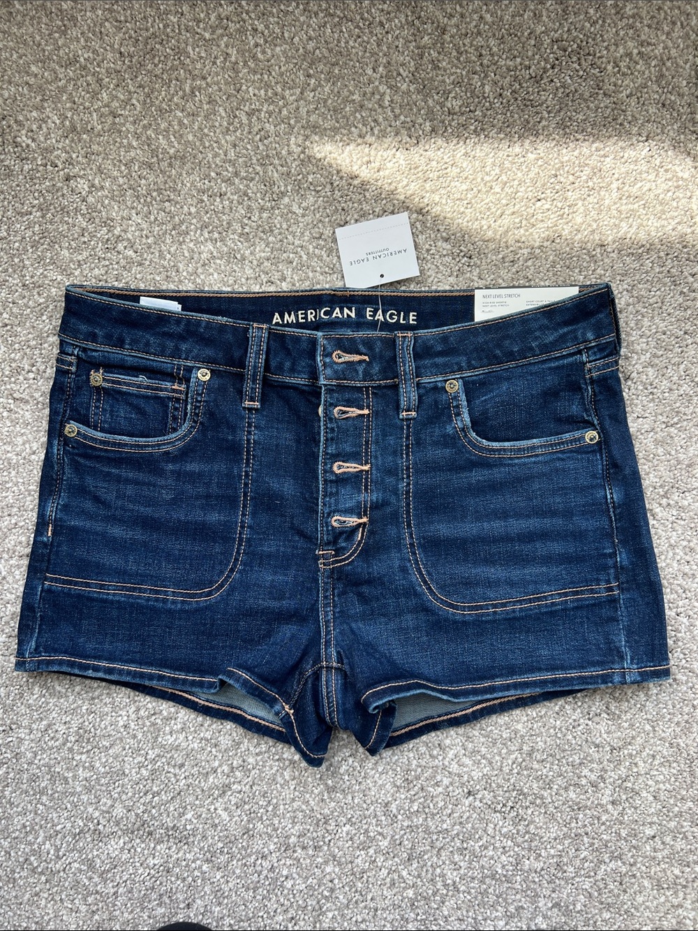 American Eagle Outfitters Dark Blue Denim Button-Fly Women's Shorts